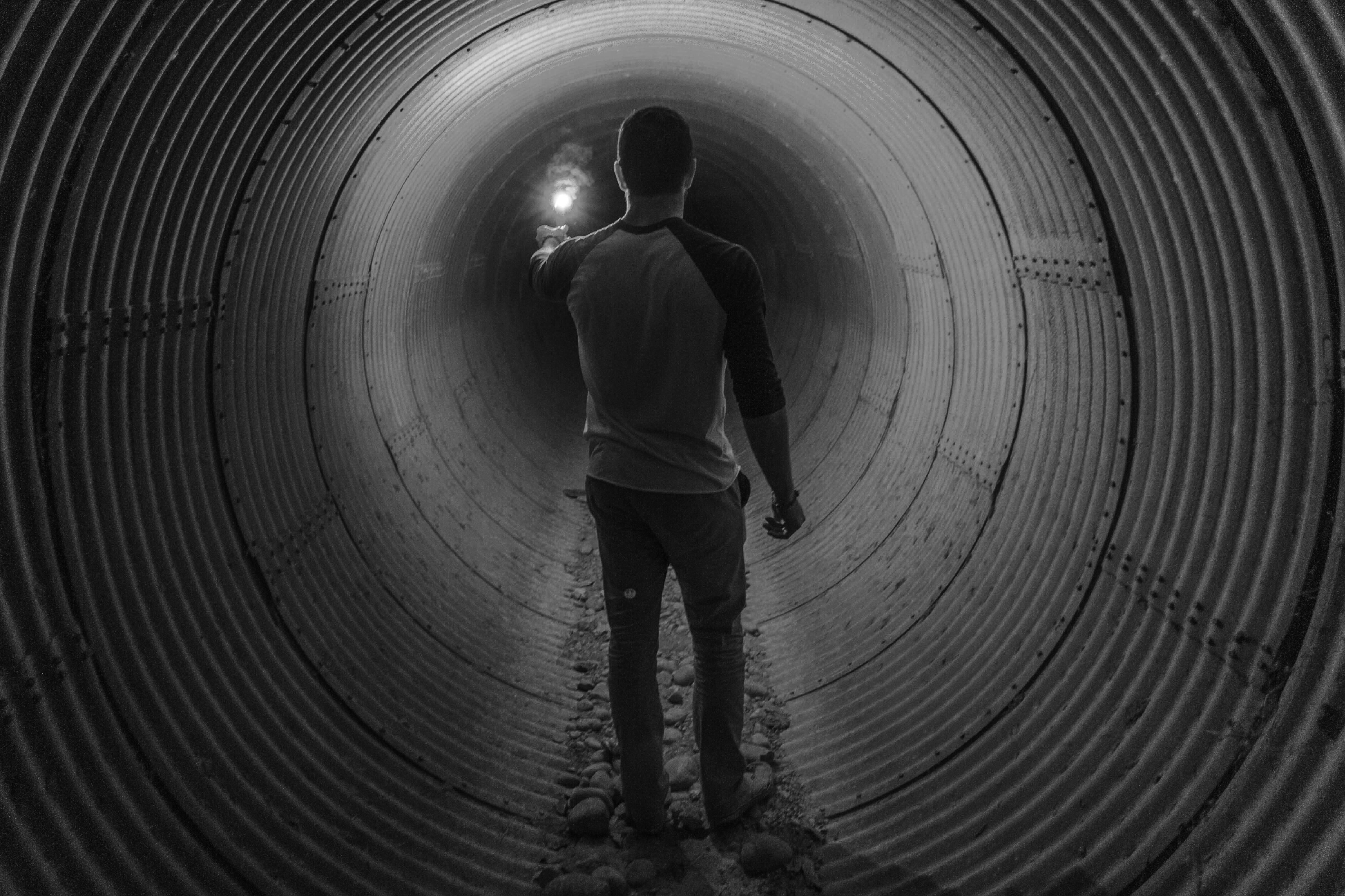 Man stuck in a dark tunnel